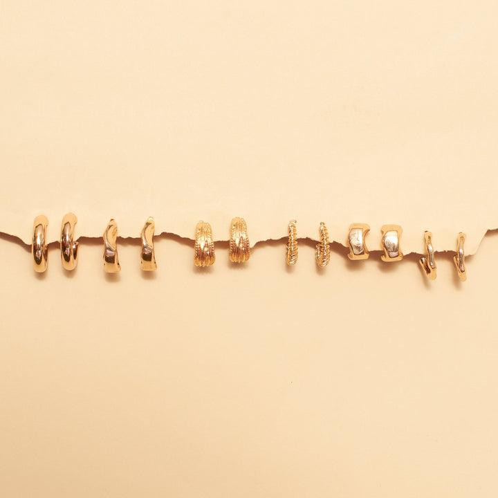 Set Of 6 Sun-Kissed Golden Hoops