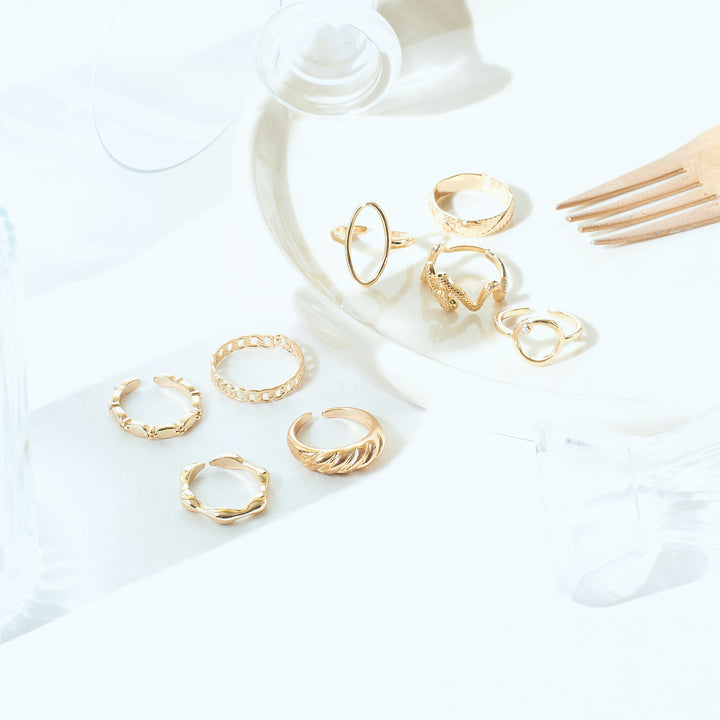Set Of 8 Cascade of Love Rings | Salty