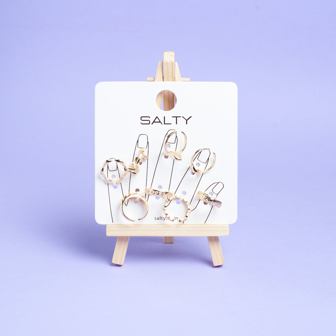 Set Of 8 Cascade of Love Rings | Salty