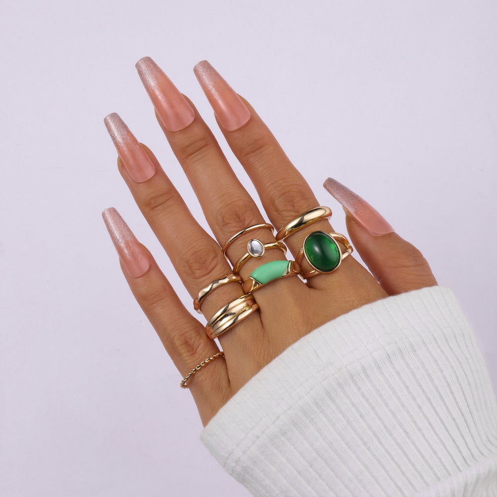 Set Of 8 Ignite Emerald Rings | Salty