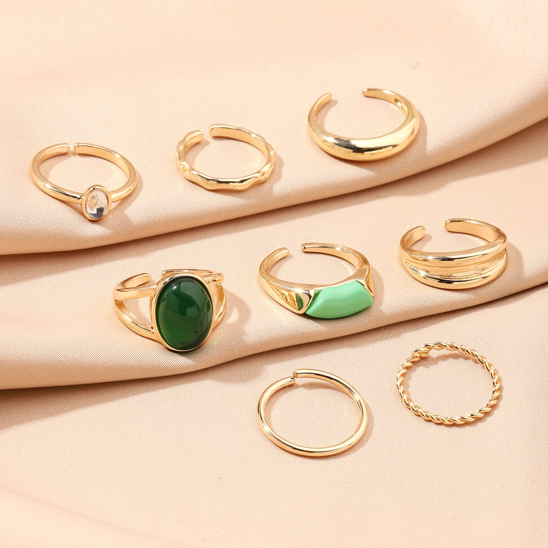 Set Of 8 Ignite Emerald Rings | Salty