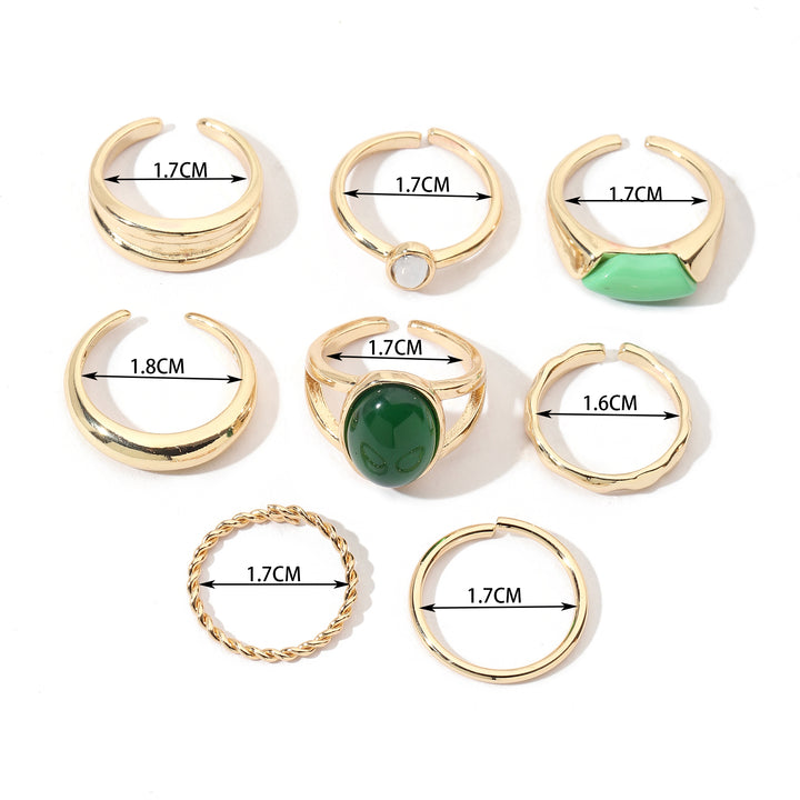 Set Of 8 Ignite Emerald Rings | Salty