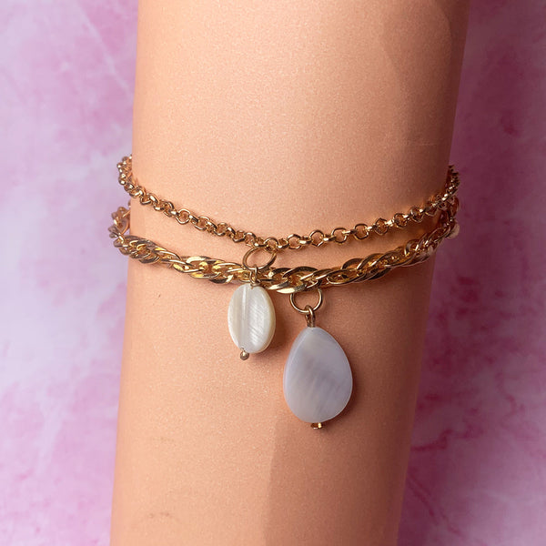 Set of 2 Sun-Kissed Shells Tassel Bracelet