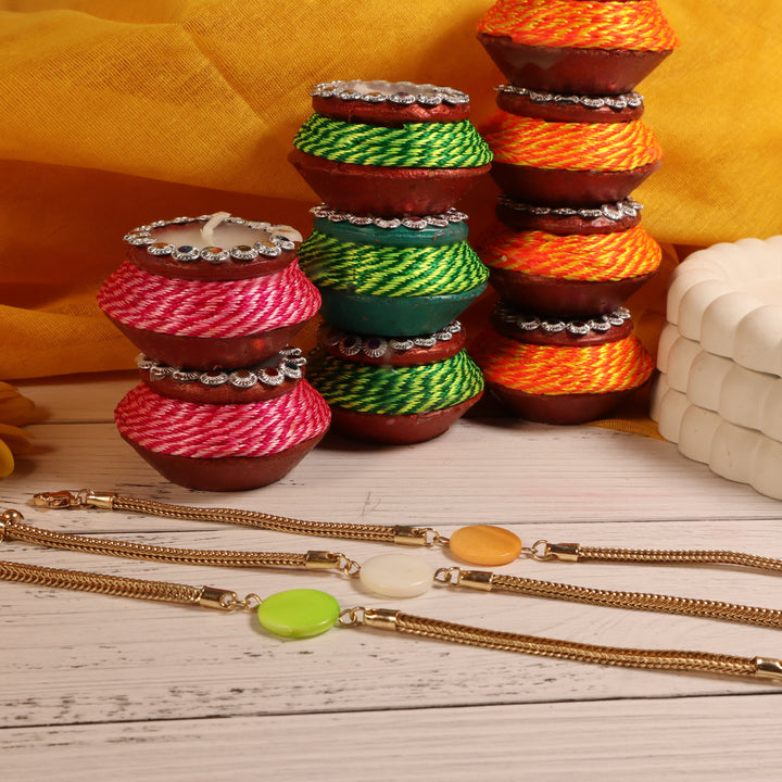 Set of 3 Mis Match Colour Rakhi - Salty Accessories