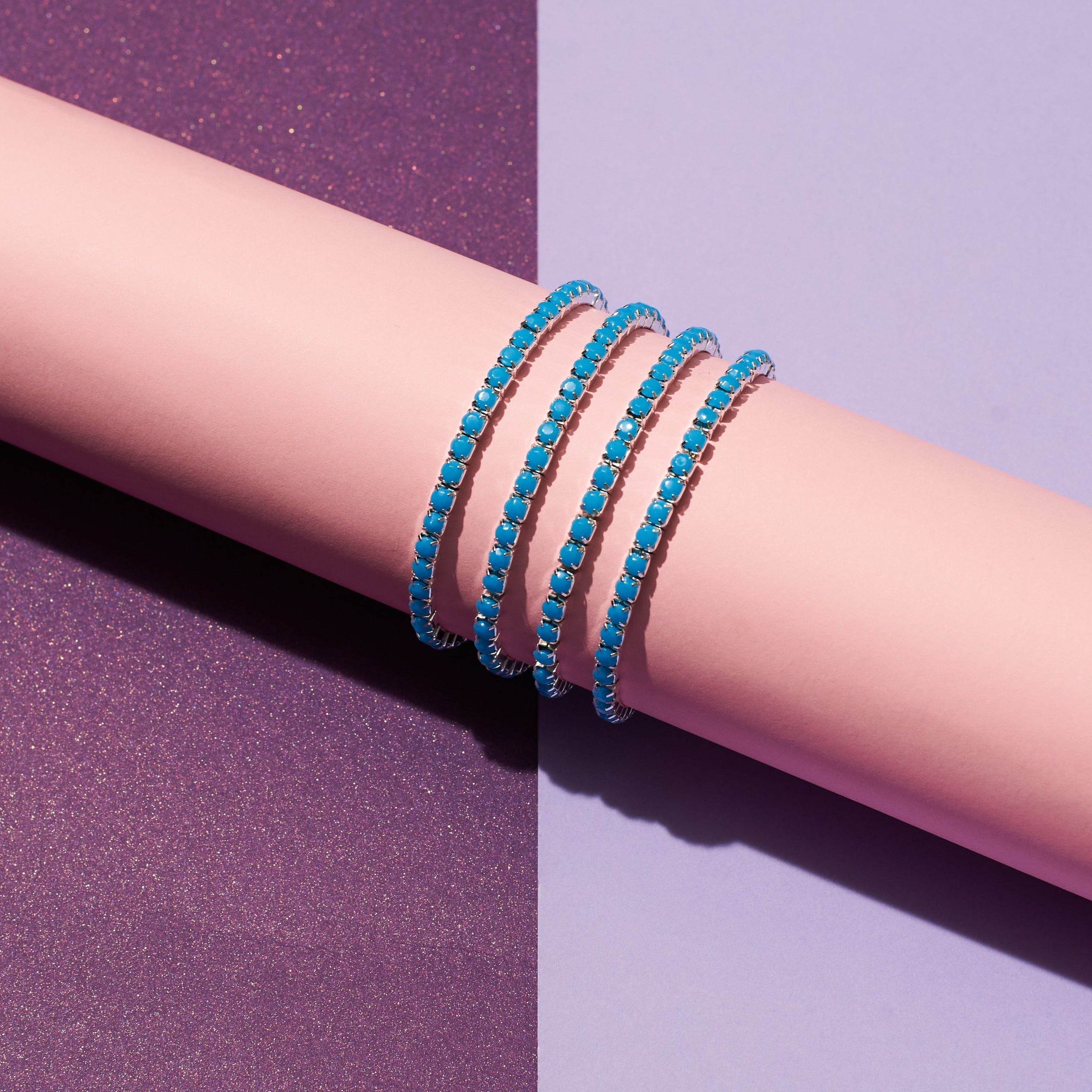 Set of 4 Blue Ivory Stretchable Band