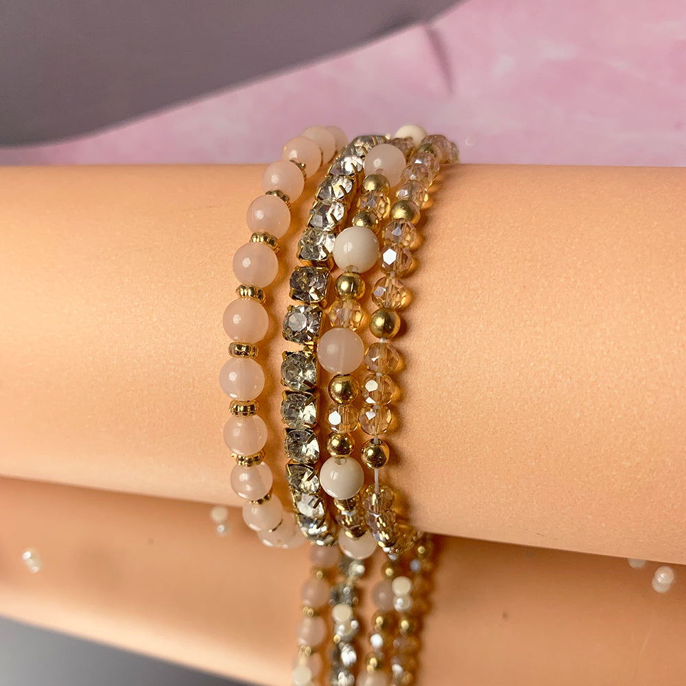 Set of 4 Crystal Harmony Bracelet - Salty Accessories