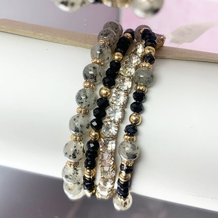 Set of 4 Ebony Manifestation Bracelet - Salty Accessories