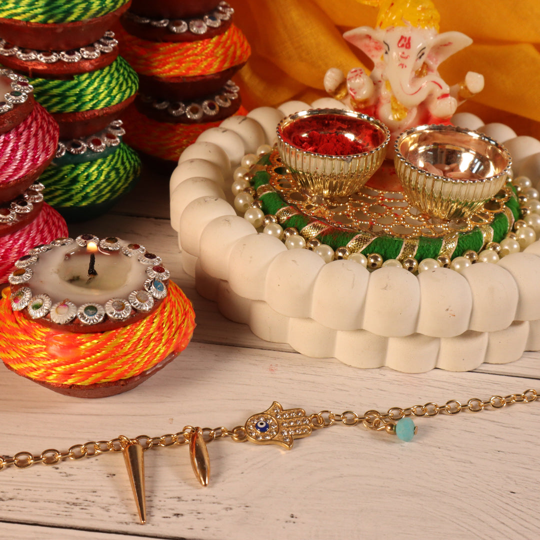 Set of 4 Hamsa and Beaded  Evil Eye Rakhi - Salty Accessories
