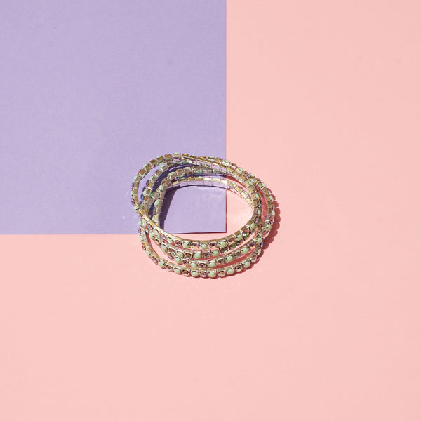 Set of 4 Mint Charm Stretchable Band