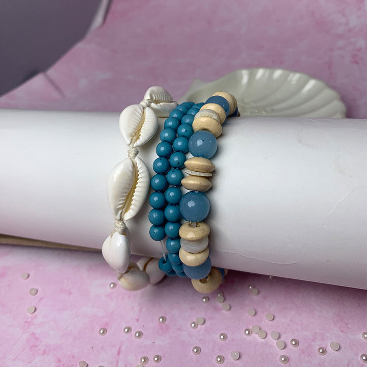 Set of 4 Ocean Breeze Beaded Bracelet Salty