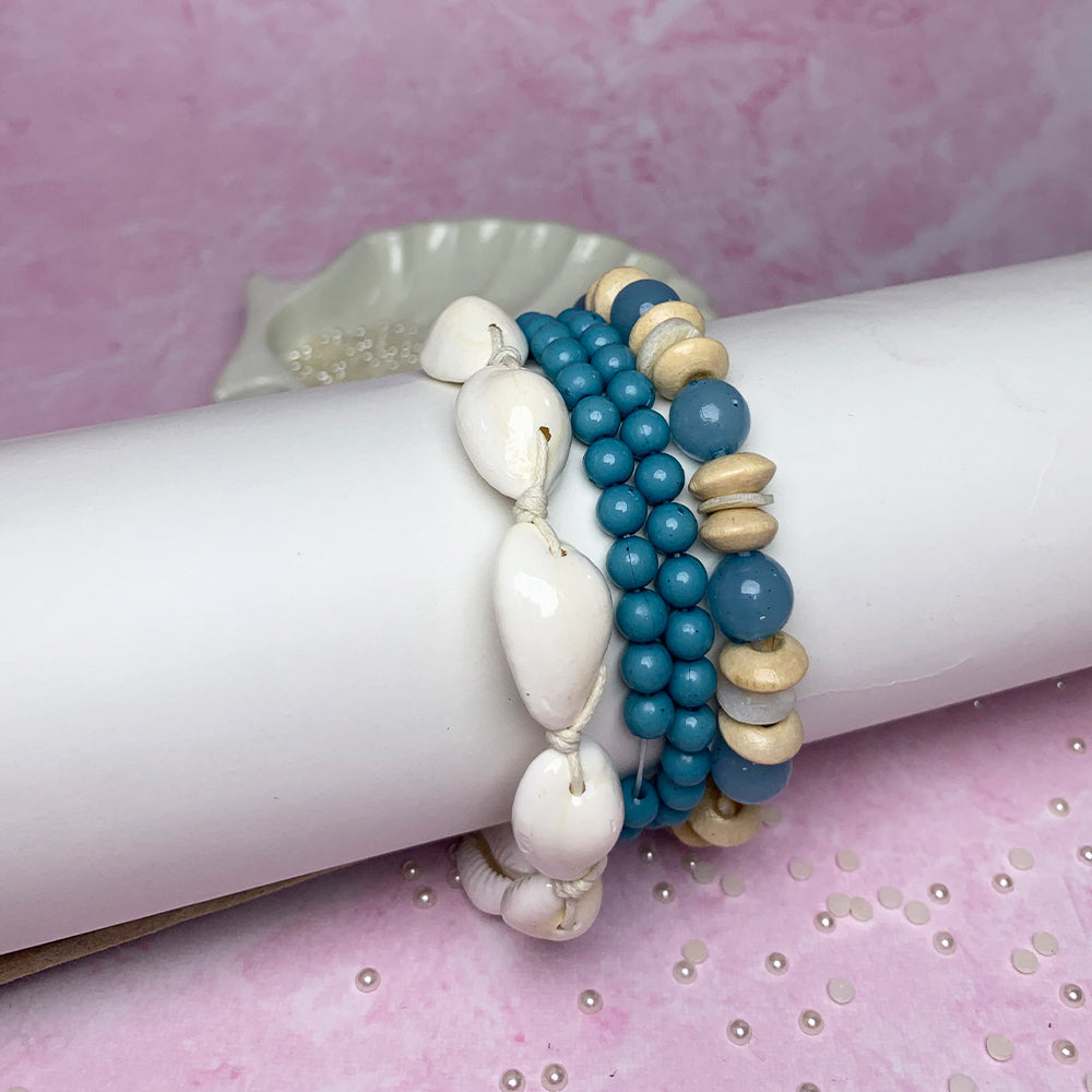 Set of 4 Ocean Breeze Beaded Bracelet - Salty Accessories