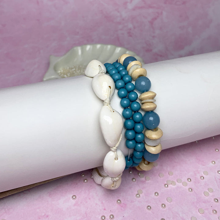 Set of 4 Ocean Breeze Beaded Bracelet - Salty Accessories