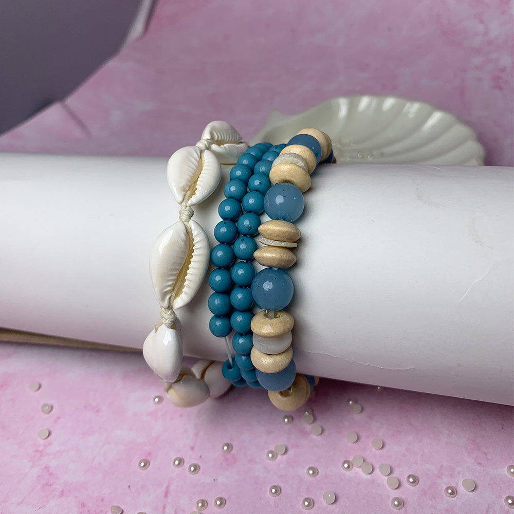 Set of 4 Ocean Breeze Beaded Bracelet - Salty Accessories