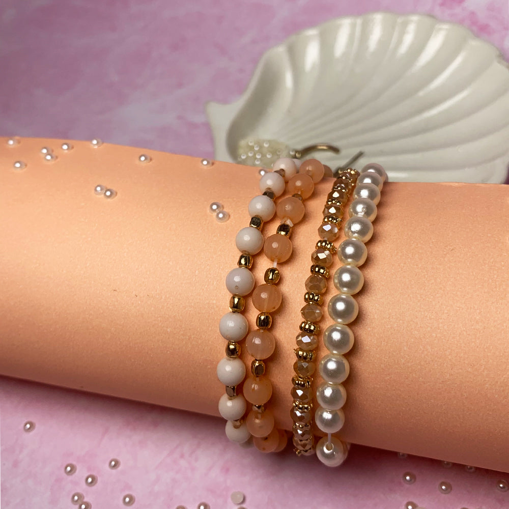 Set of 4 Pretty in Peach Bracelet - Salty Accessories