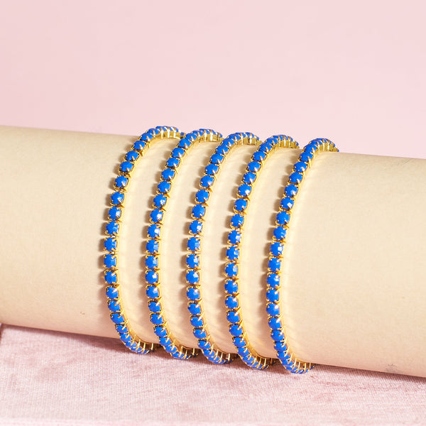 Set of 5 Blue Zircon Stackable Bands