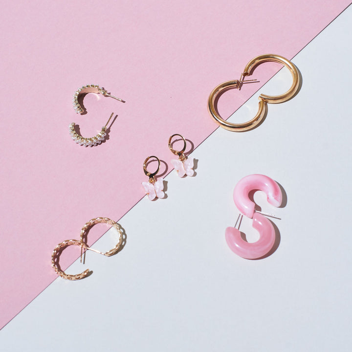 Set of 5 Champagne Golden Hoop Set - Salty Accessories