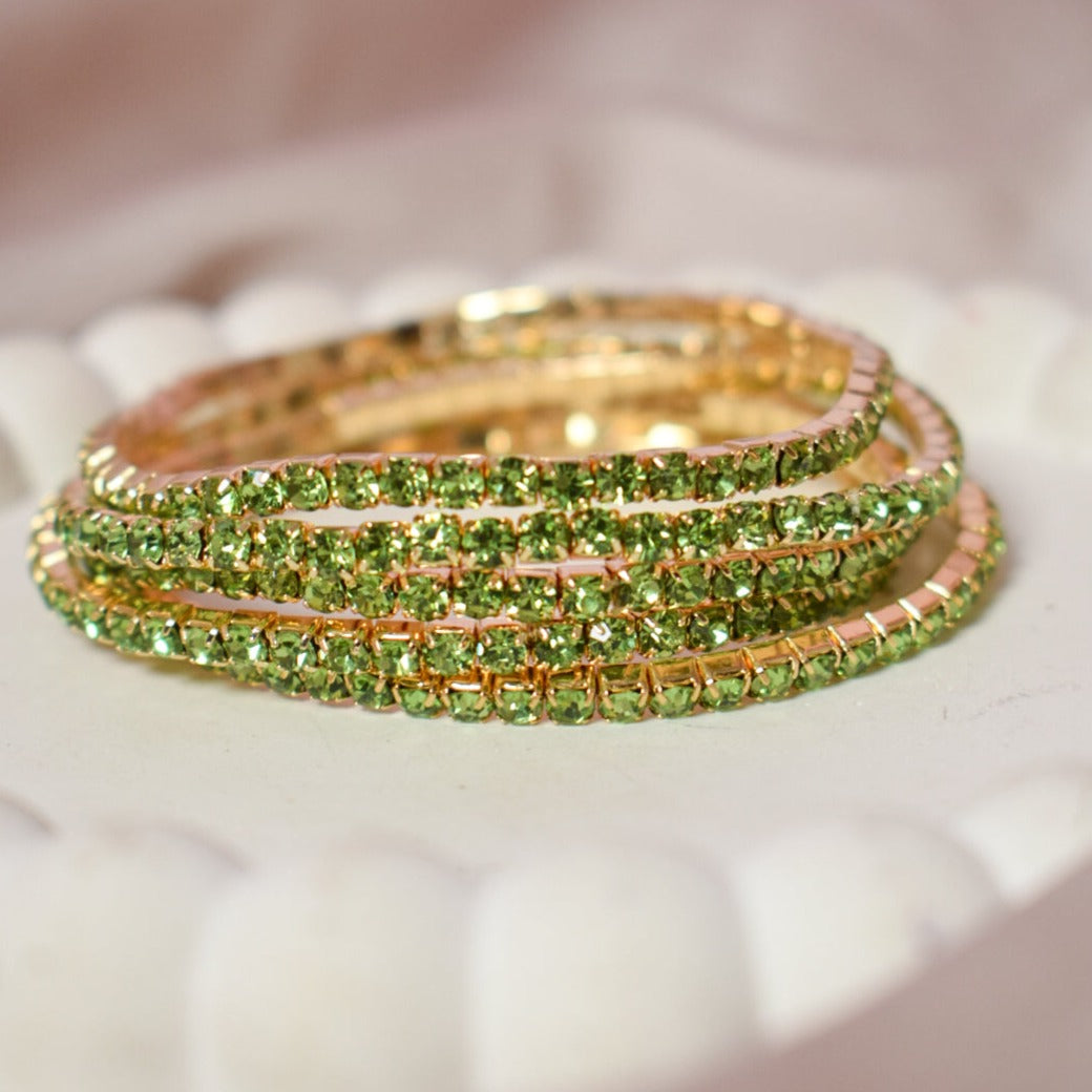 Set of 5 Lusty Emerald Party Stackable Bands