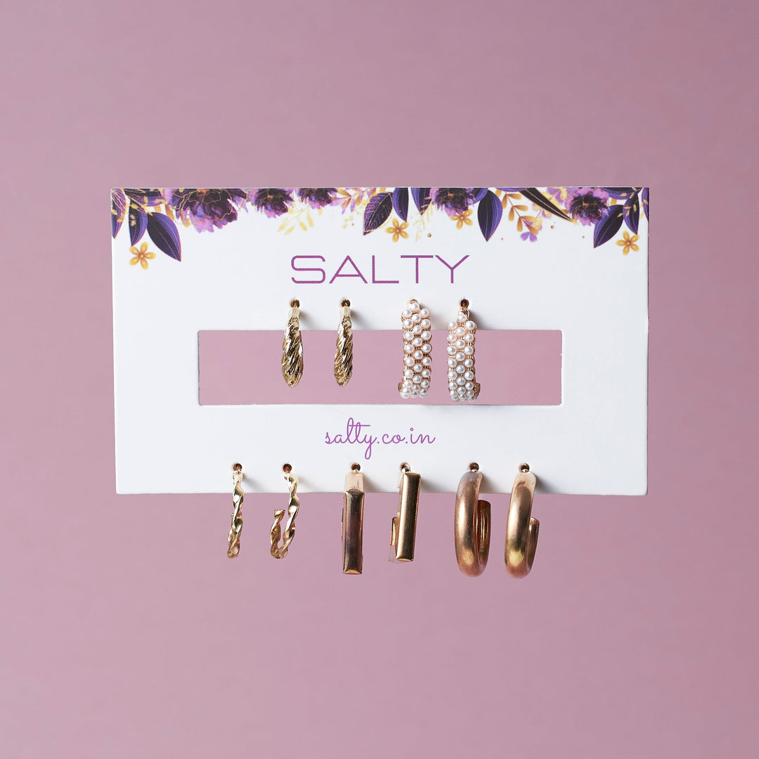 Set of 5 Timeless Golden Hoops - Salty Accessories
