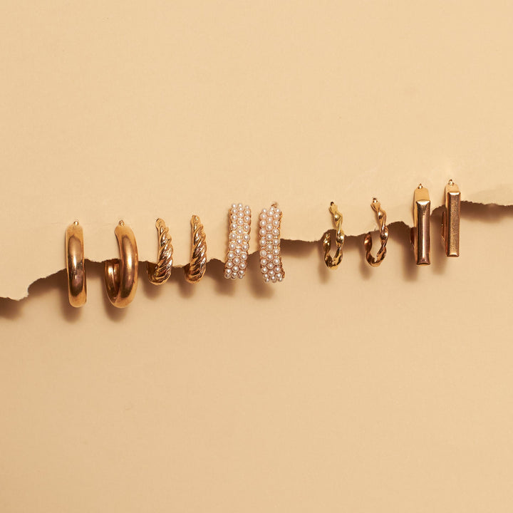 Set of 5 Timeless Golden Hoops - Salty Accessories