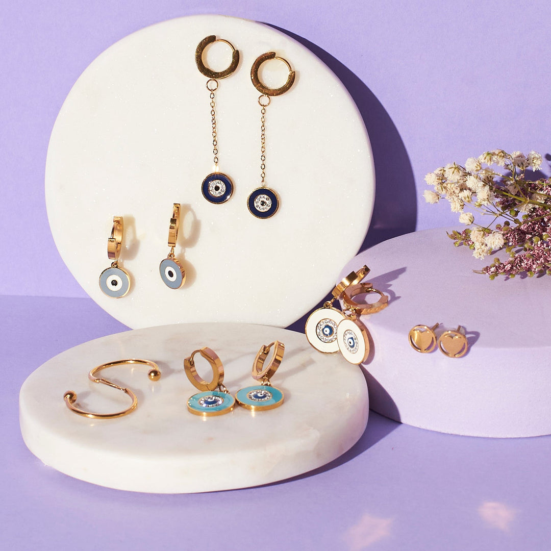 Set of 6 Gold Protection Earrings