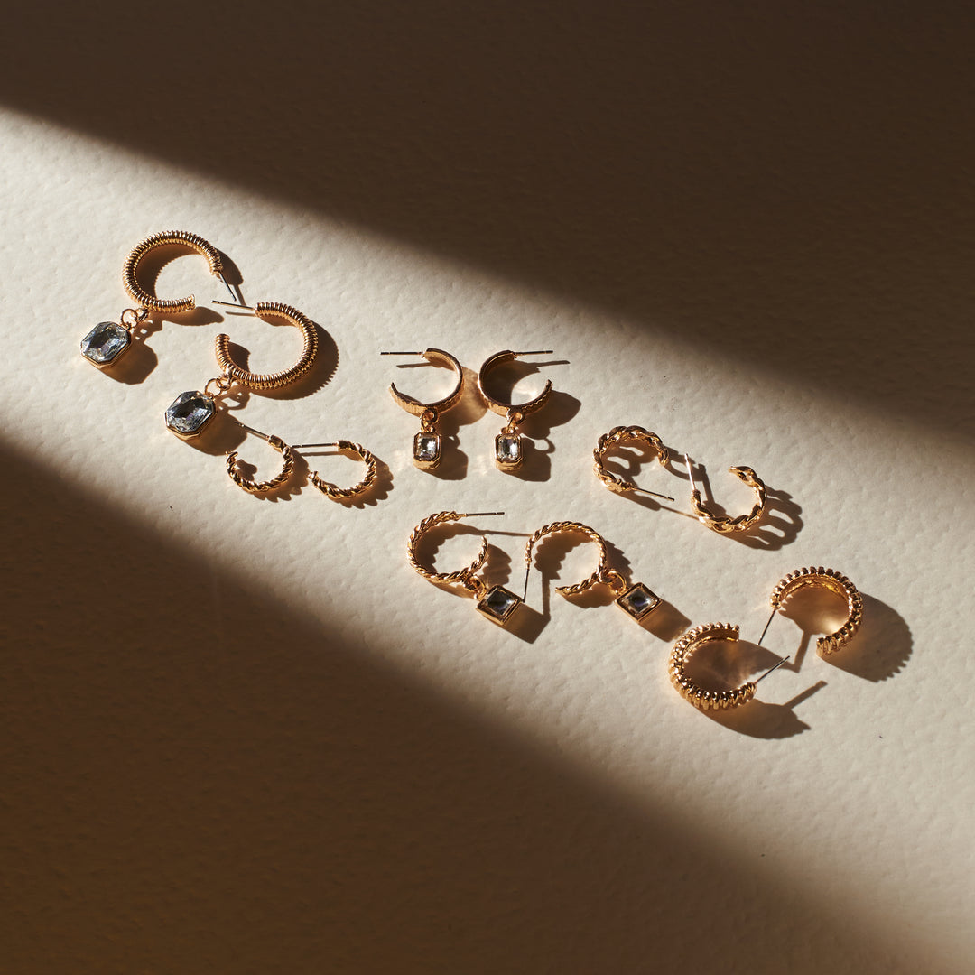 Set of 6 Modern Gold Tassel Earrings Salty