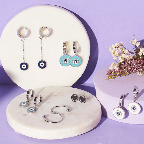 Set of 6 Silver Protection Earrings