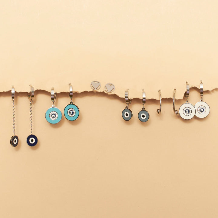 Set of 6 Silver Protection Earrings