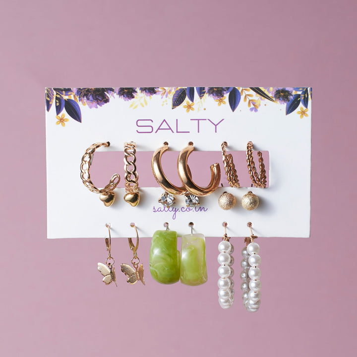 Set of 9 Boho Breeze Hoop Set - Salty Accessories