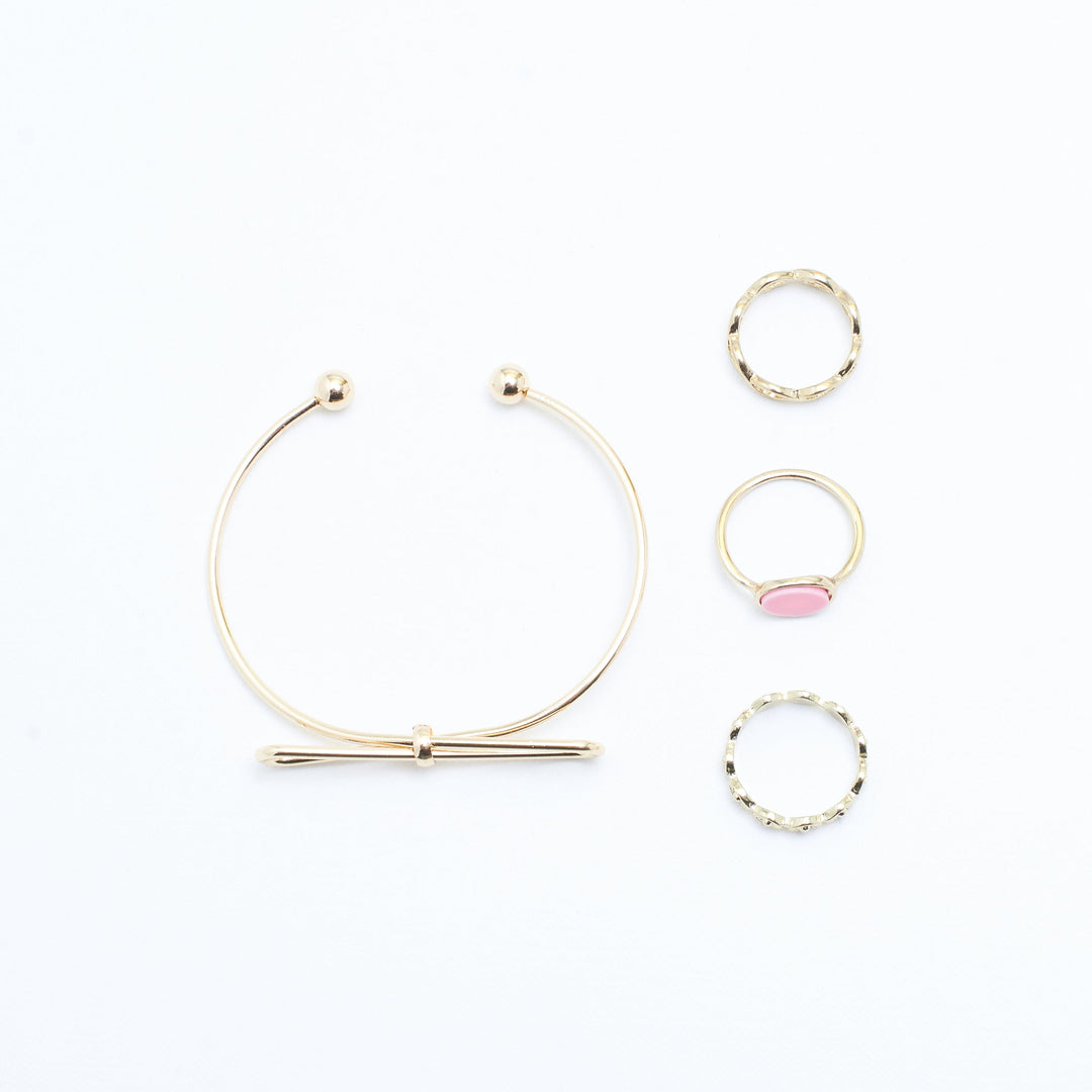 Set of Big Bow Bracelet And Rings