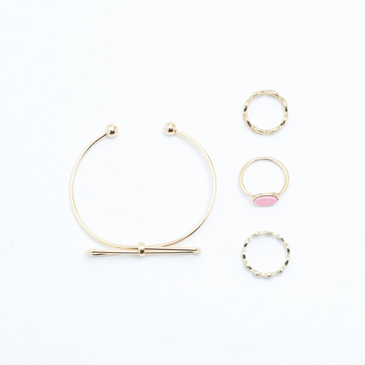 Set of Big Bow Bracelet And Rings