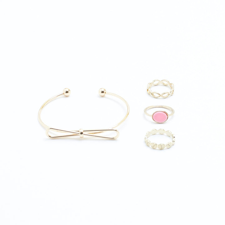 Set of Big Bow Bracelet And Rings