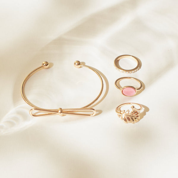 Set of Bowy Leave Bracelet And Rings