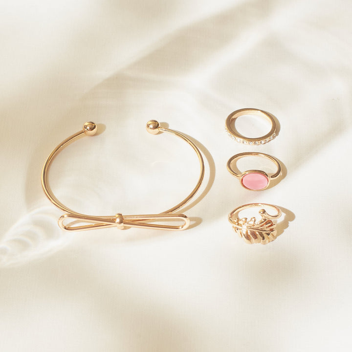 Set of Bowy Leave Bracelet And Rings