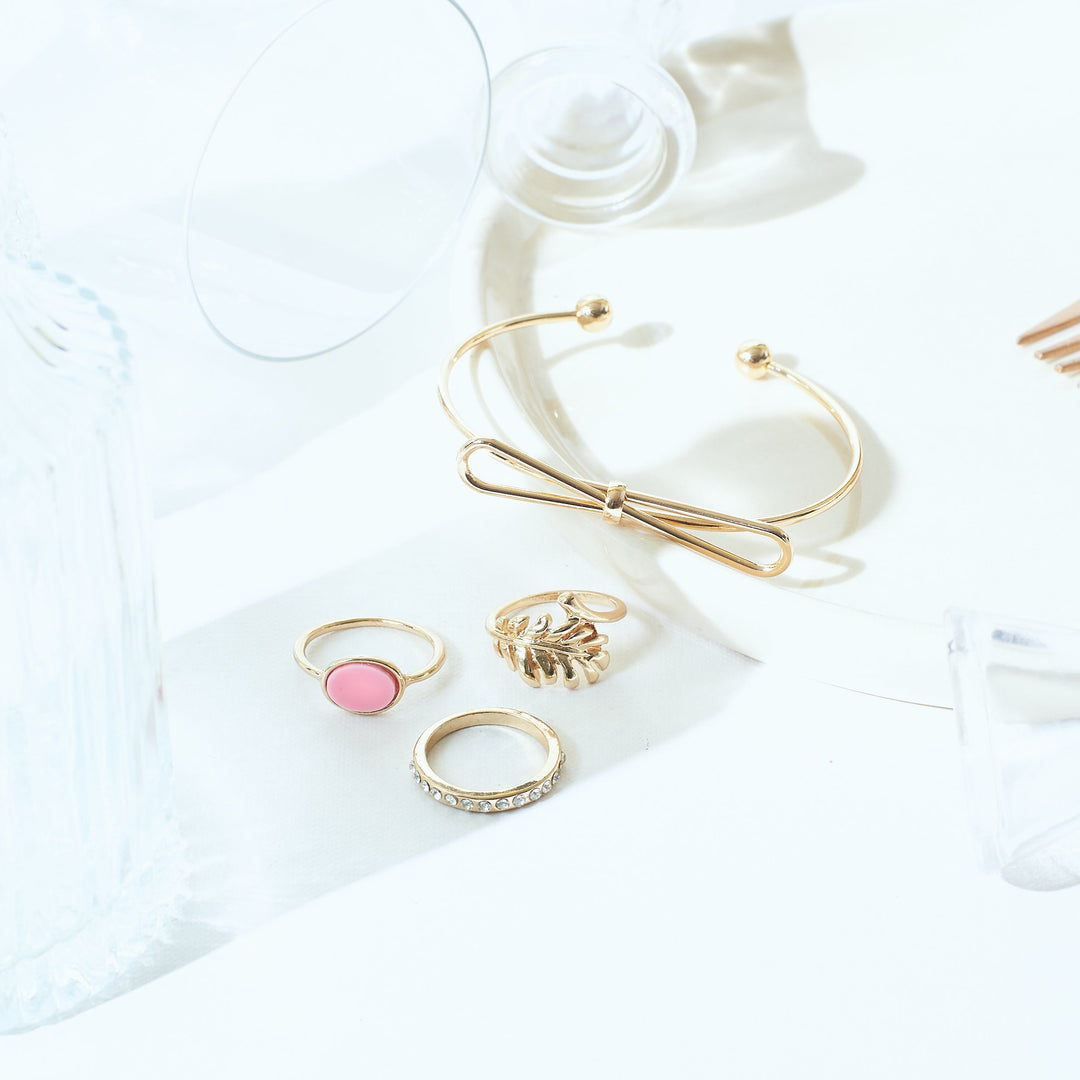 Set of Bowy Leave Bracelet And Rings