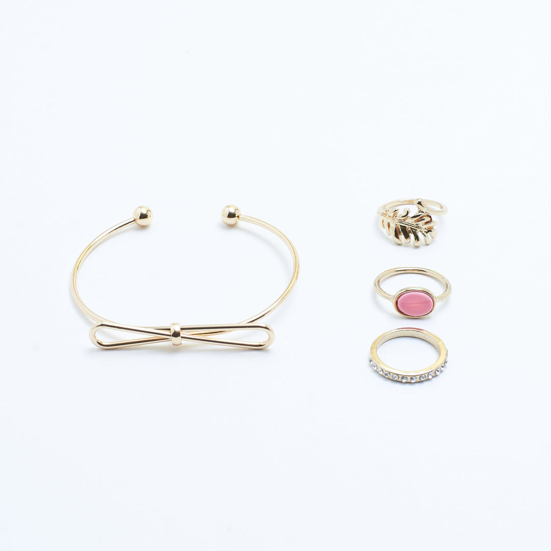 Set of Bowy Leave Bracelet And Rings