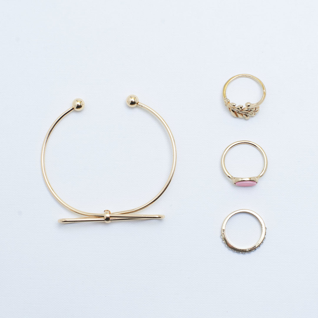 Set of Bowy Leave Bracelet And Rings