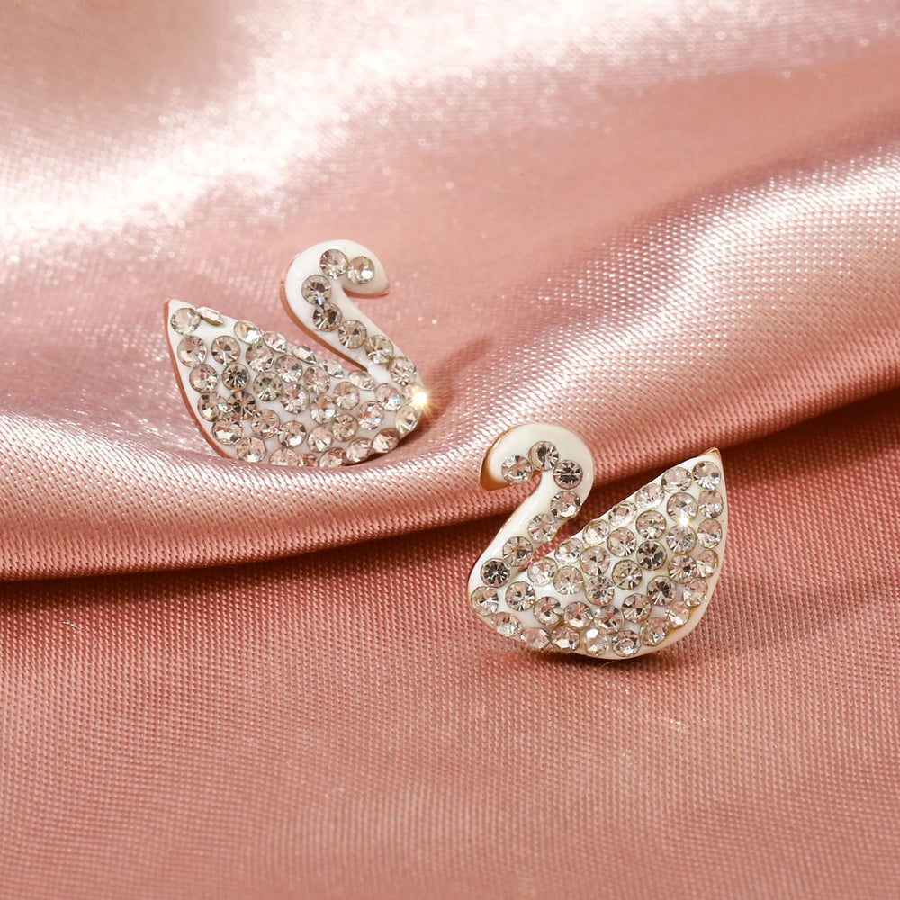 Shinning Swan Stud Earrings - White | Salty