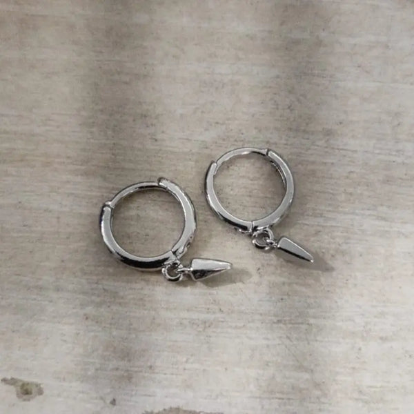 Silver Sharp  Loop Hoop Earrings