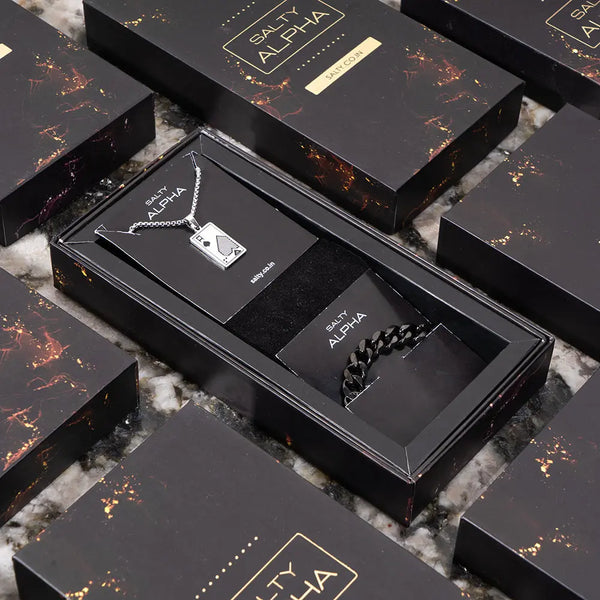 Silver Sher Mens Bracelet & Ace Chain Combo