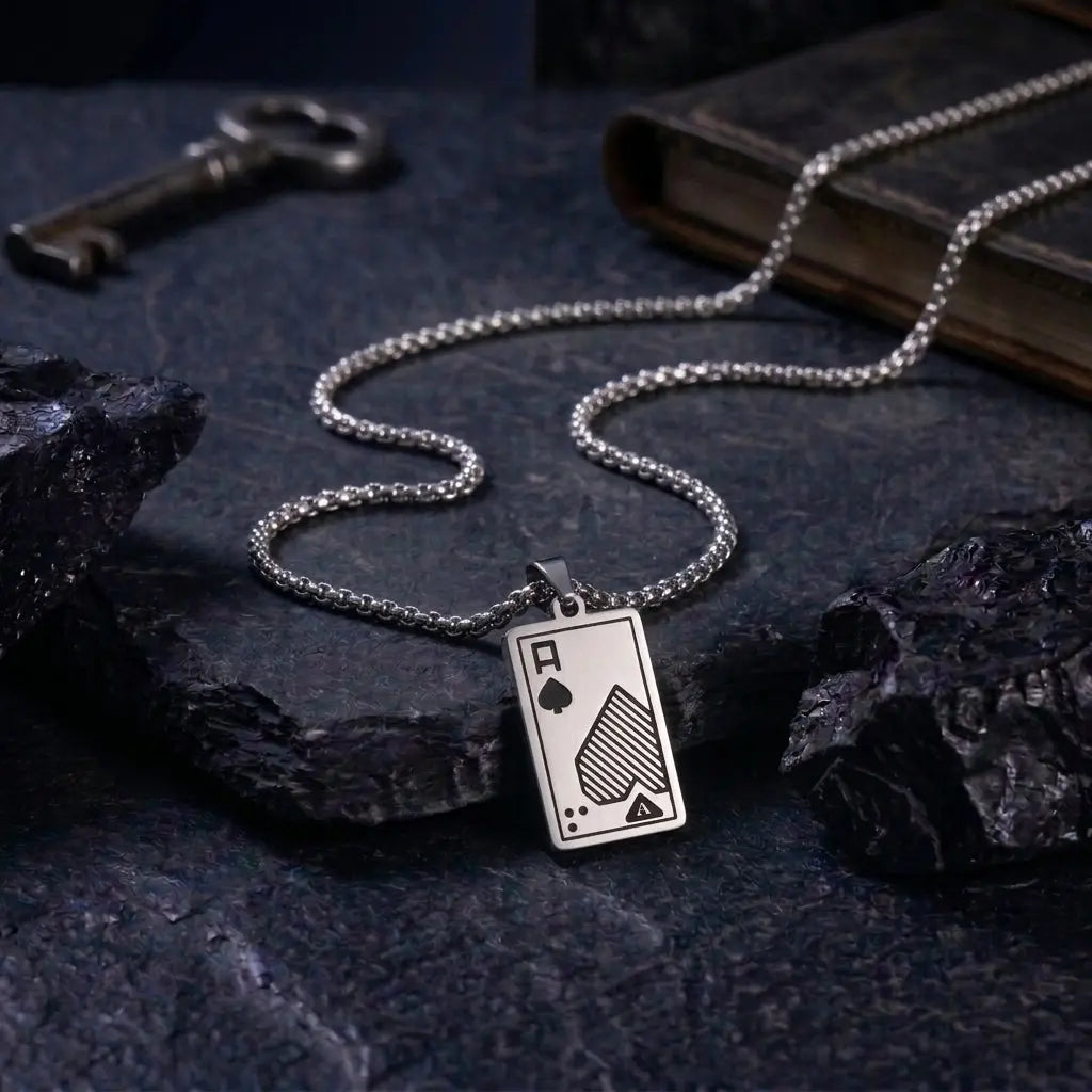 Silver Sher Mens Bracelet & Ace Chain Combo | Salty
