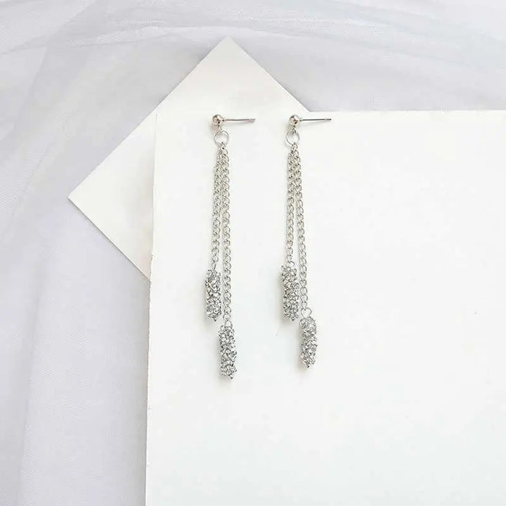 Silver Chain Chunky Tassel Drop Earrings