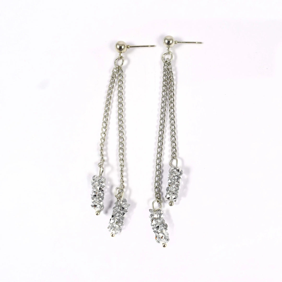 Silver Chain Chunky Tassel Drop Earrings