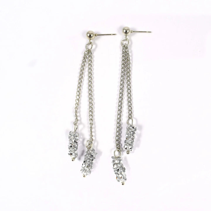 Silver Chain Chunky Tassel Drop Earrings