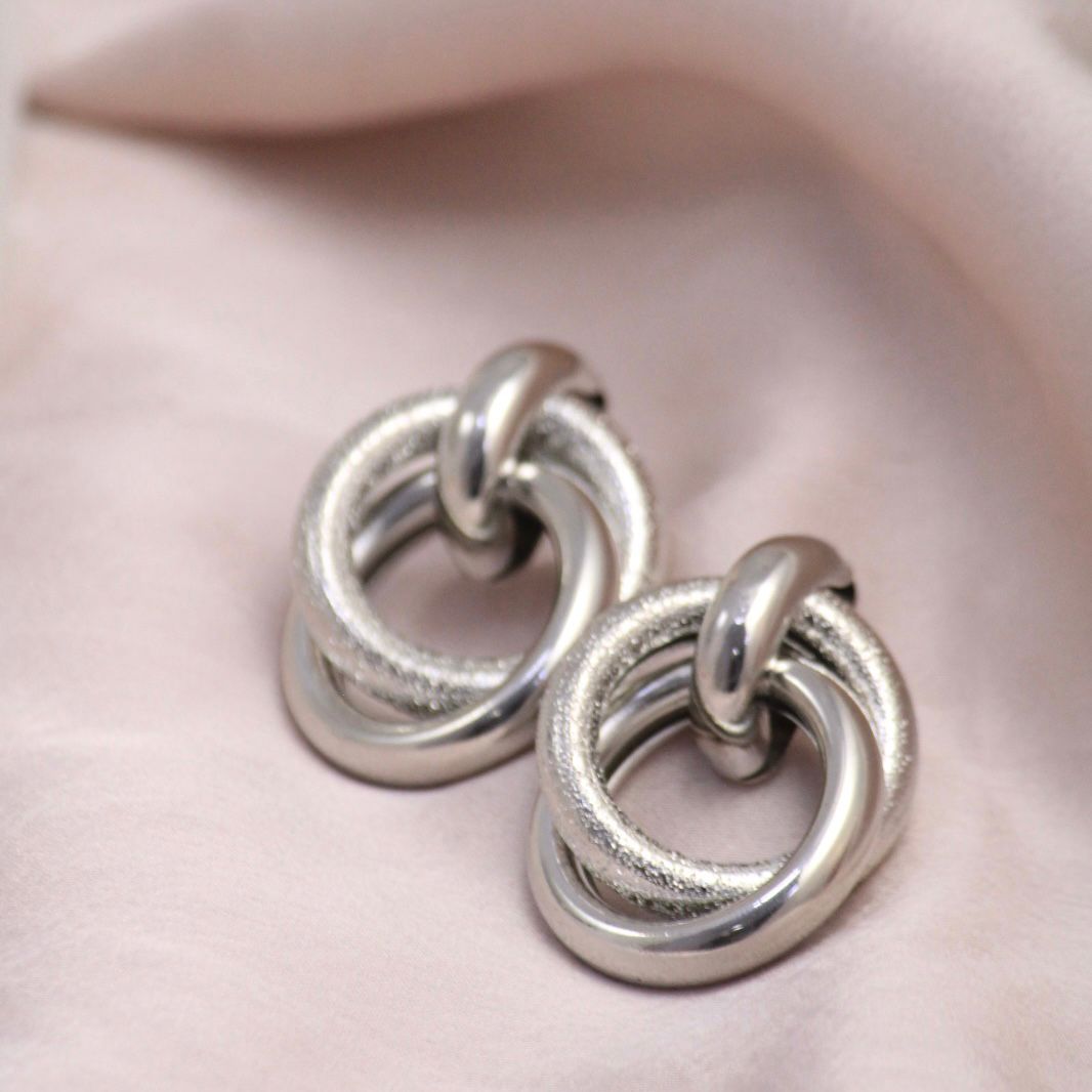 Silver Double Twist Shimmer Hoop Earrings