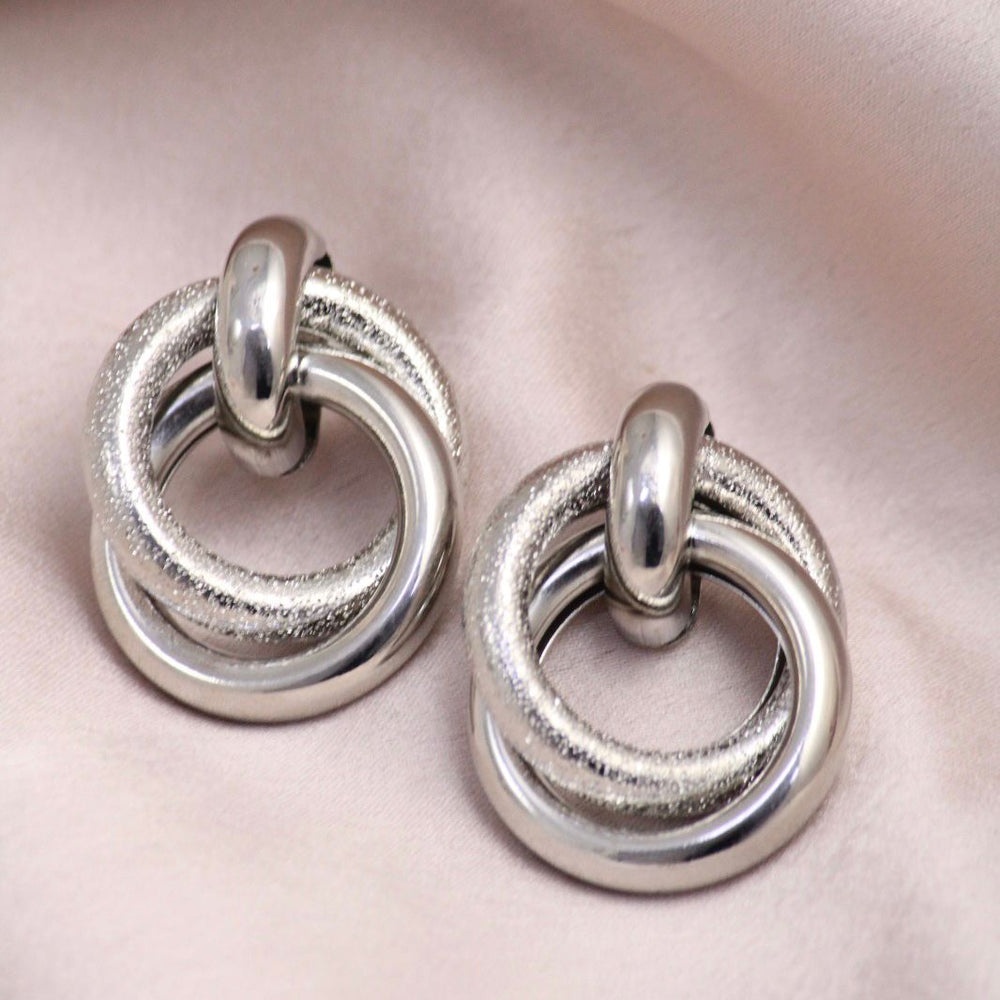 Silver Double Twist Shimmer Hoop Earrings