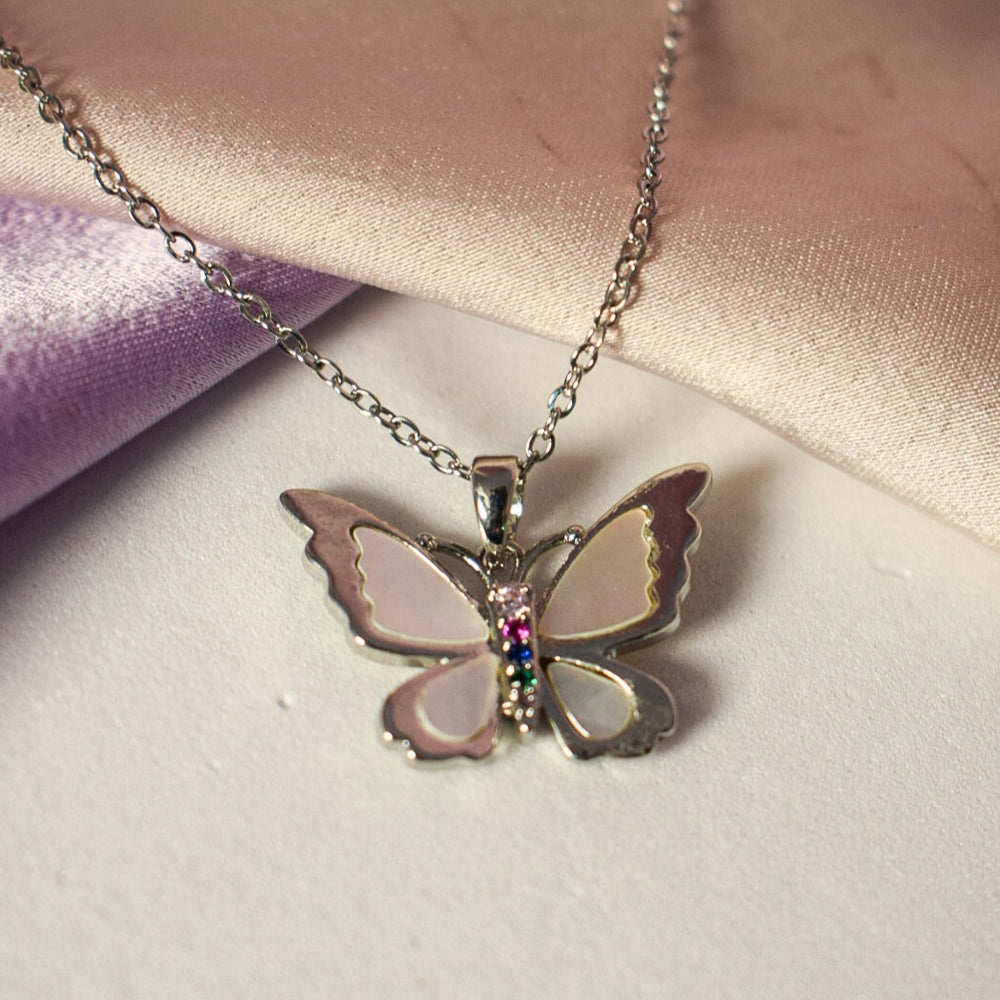 Silver Flutterby Charm Necklace Salty