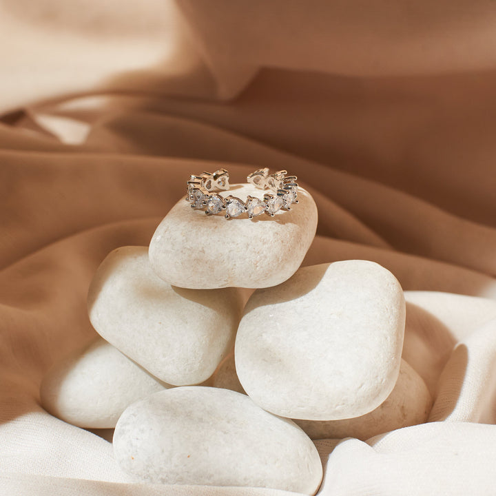 Silver Heart Tennis Ring - Salty Accessories