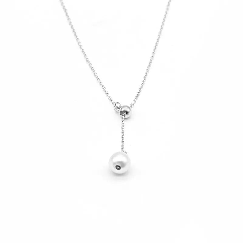 Silver Pearl Chain Necklace - Salty Accessories