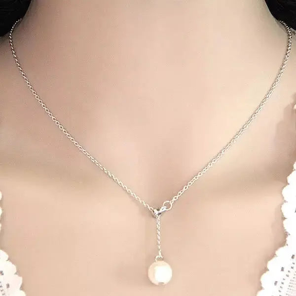 Silver Pearl Chain Necklace - Salty Accessories