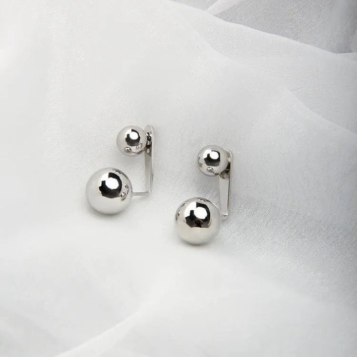 Silver Plated Double Ball Earrings - Salty Accessories